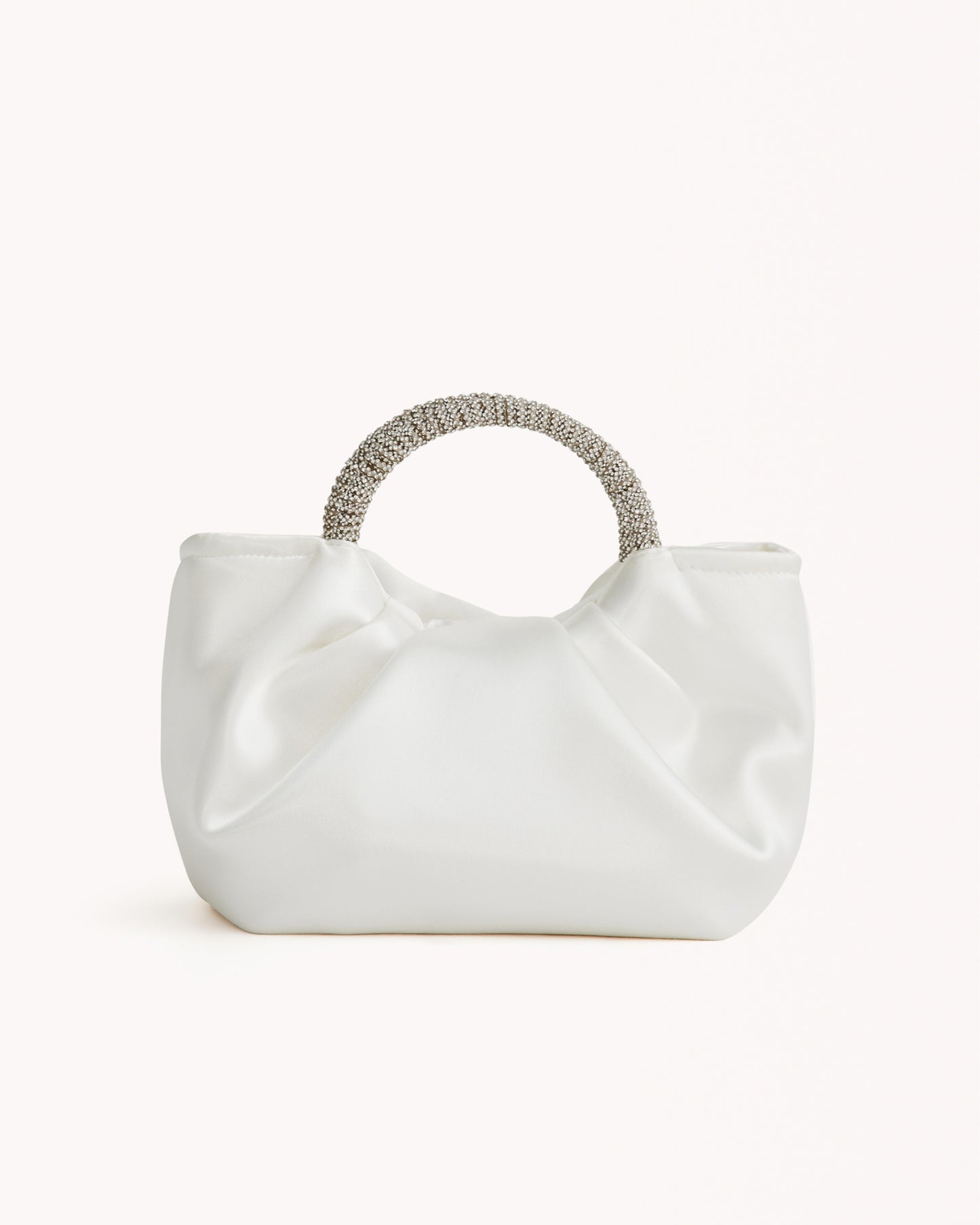 AURELIA HANDLE BAG - WHITE SATIN-SILVER DIAMANTE-Handbags-Billini-O/S-Billini