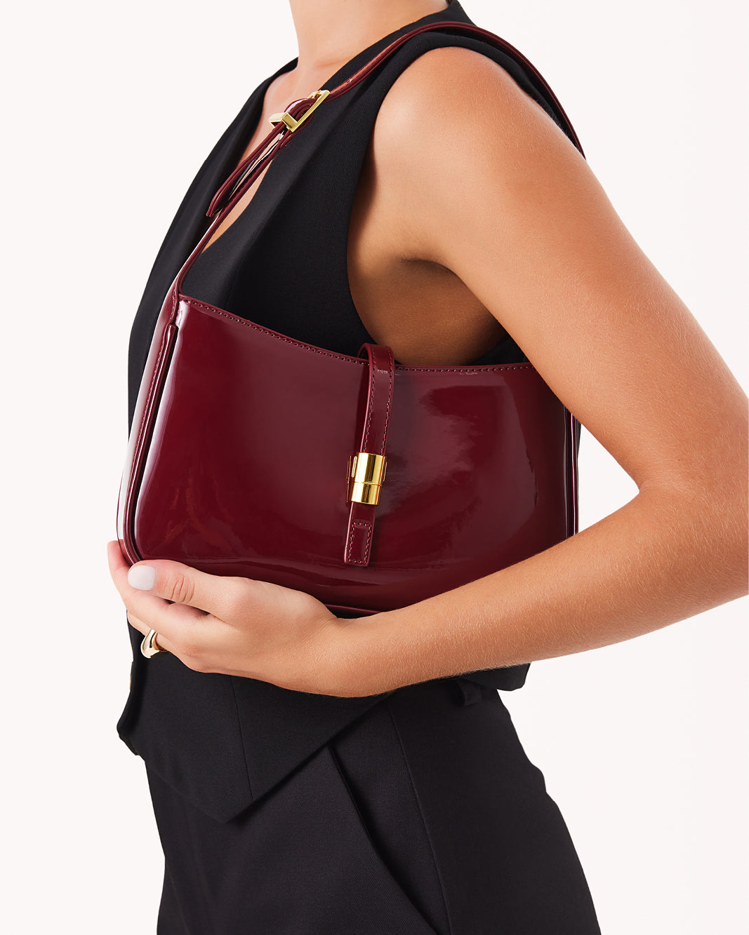 CLARA SHOULDER BAG - CHERRY RED PATENT-Handbags-Billini-O/S-Billini