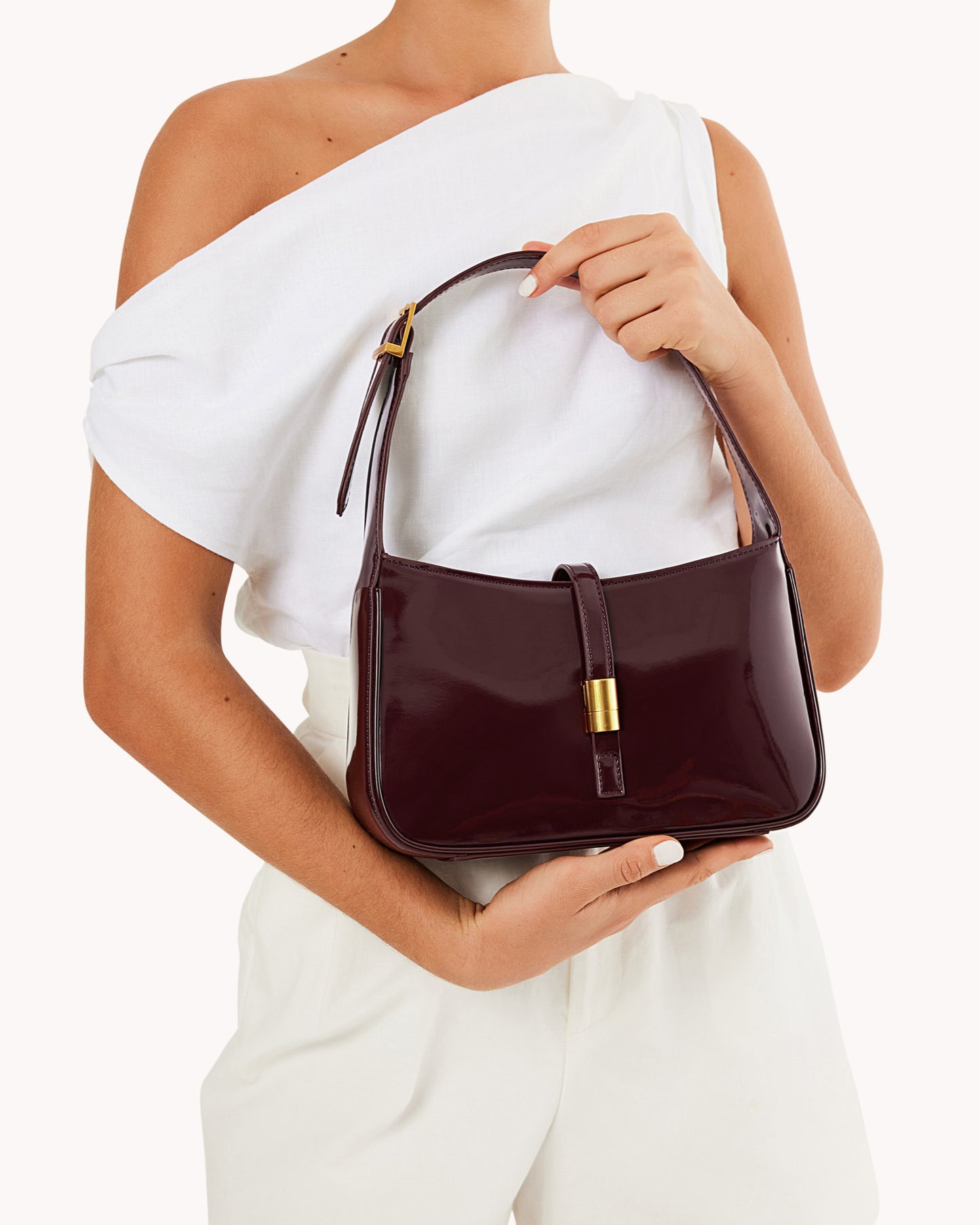 CLARA SHOULDER BAG - WINE PATENT-Handbags-Billini-O/S-Billini