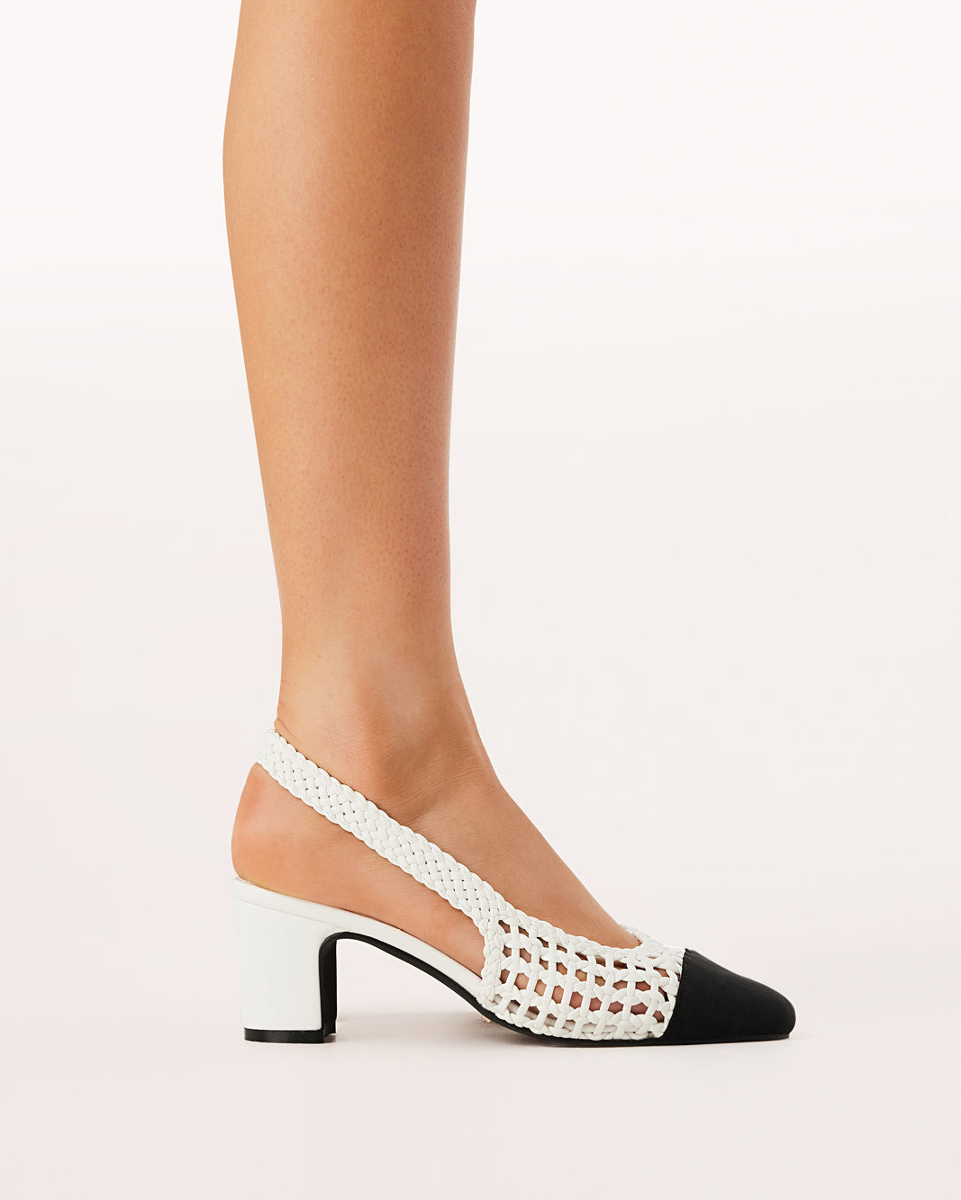 FLORIS - WHITE-BLACK GROSGRAIN-PUMPS-Billini-Billini