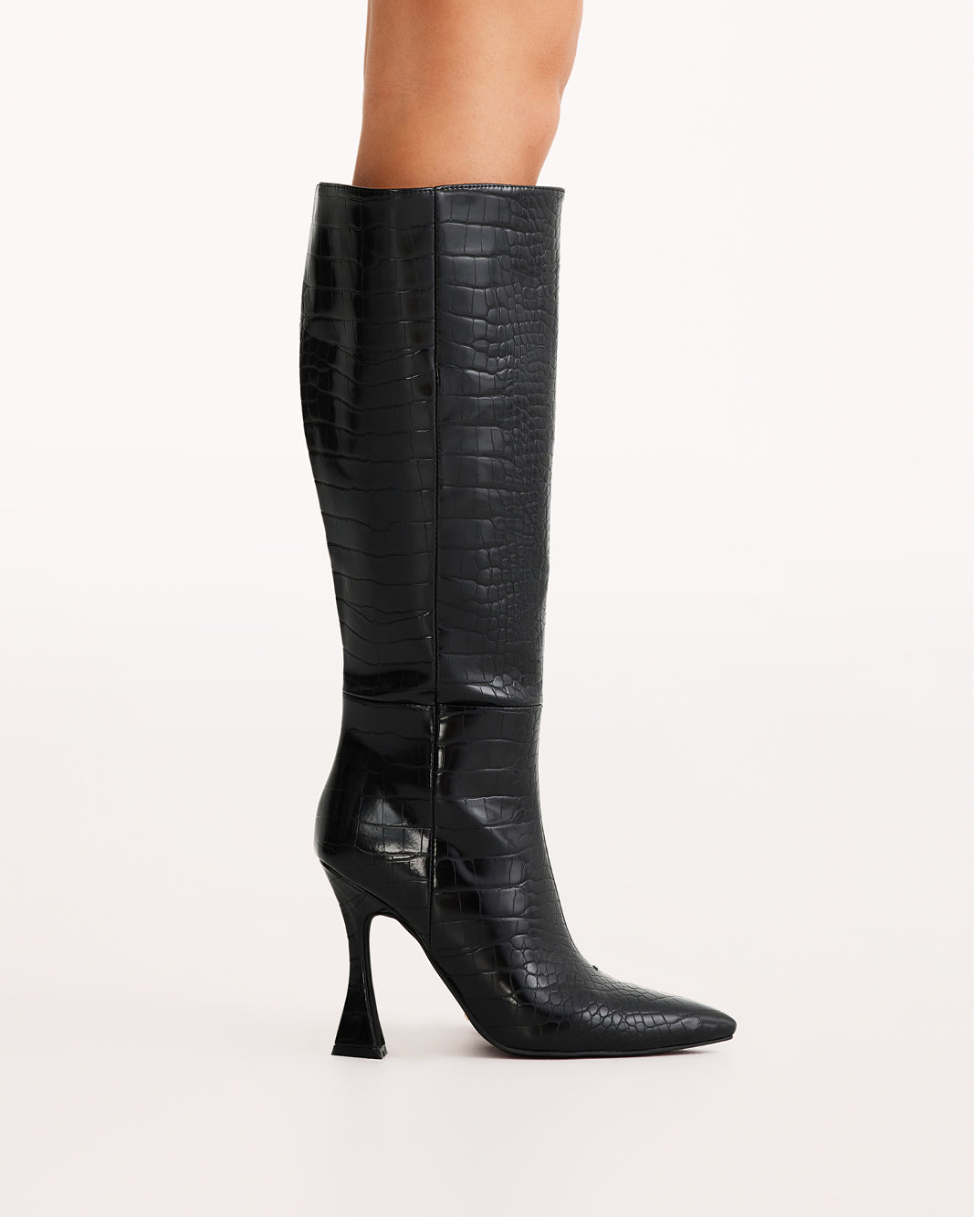 Black fashion croc print boots