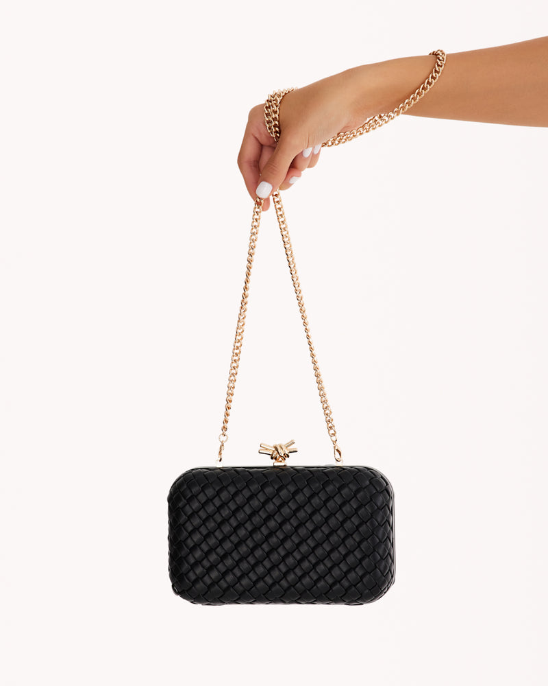 NEVEAH WOVEN CLUTCH - BLACK-Handbags-Billini-O/S-Billini