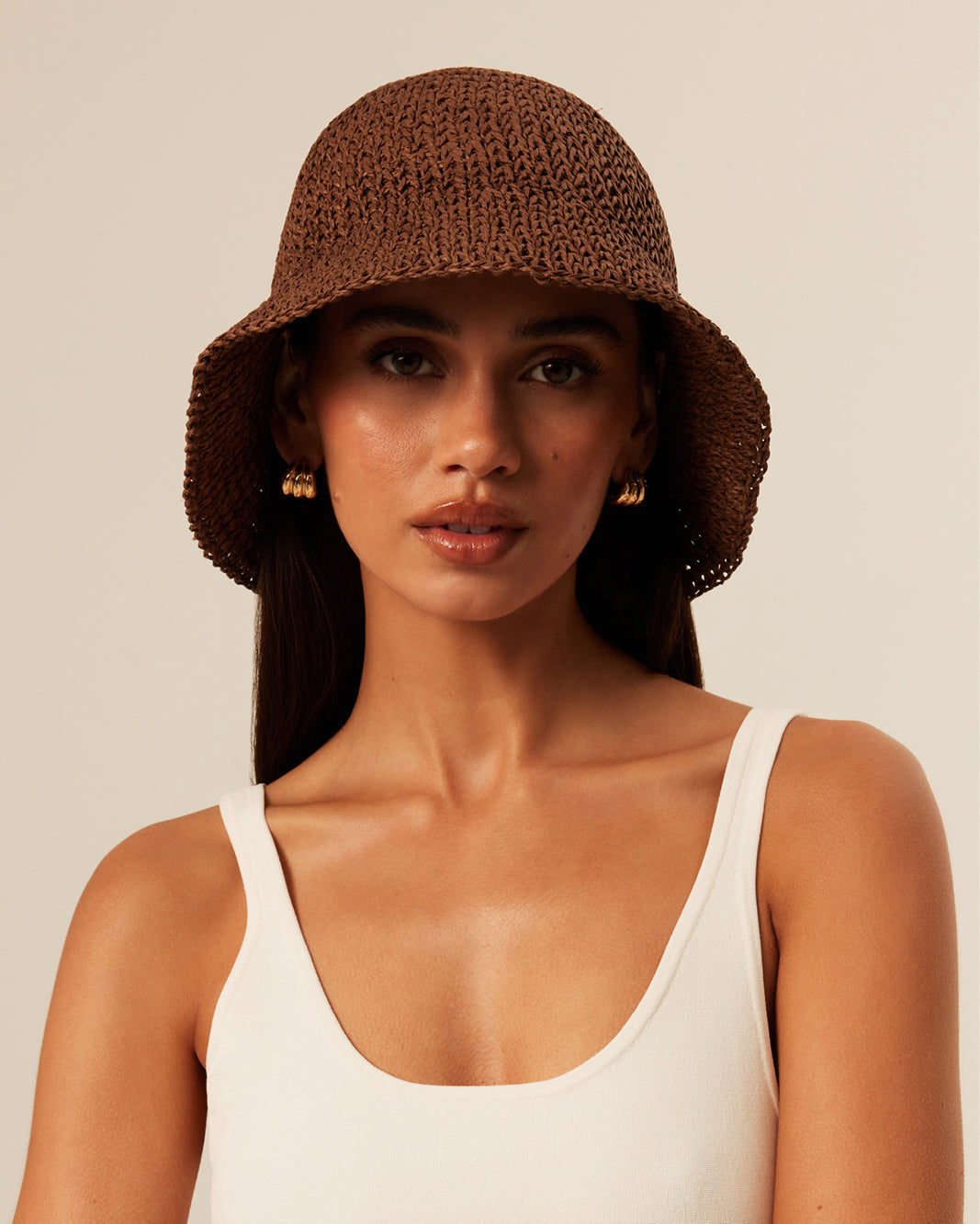 STRAW BUCKET HAT - BROWN RAFFIA-HATS-Billini-O/S-Billini