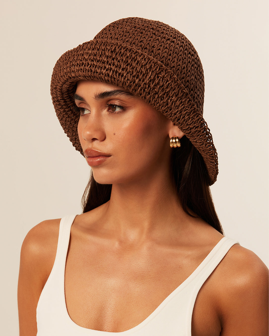 STRAW BUCKET HAT - BROWN RAFFIA-HATS-Billini-O/S-Billini