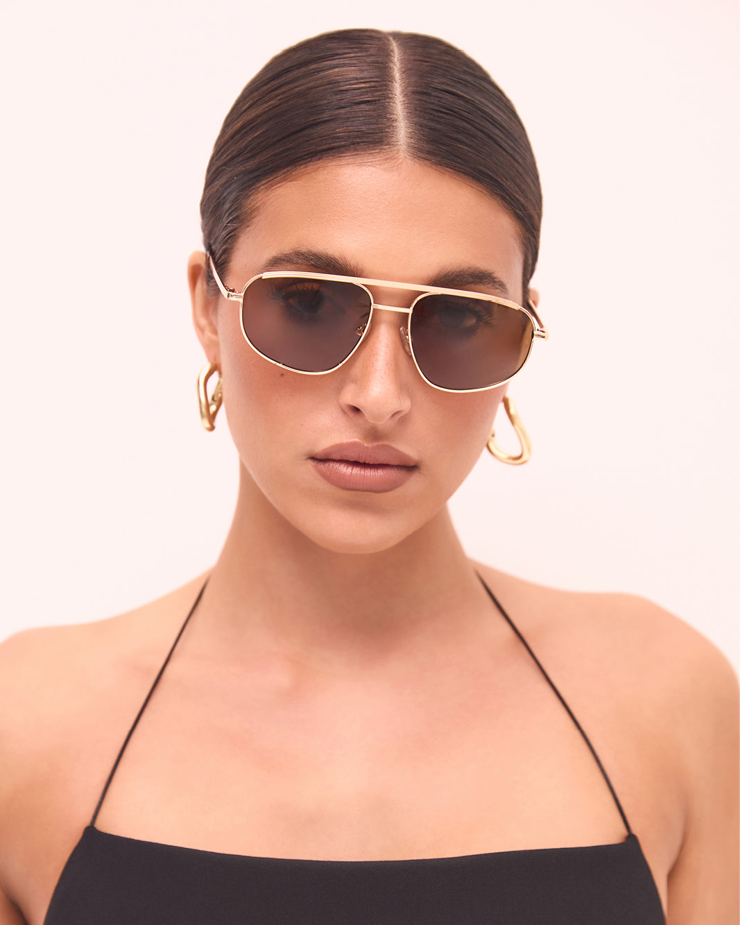 THE HALLE - GOLD-BROWN-SUNGLASSES-BANBE-O/S-Billini