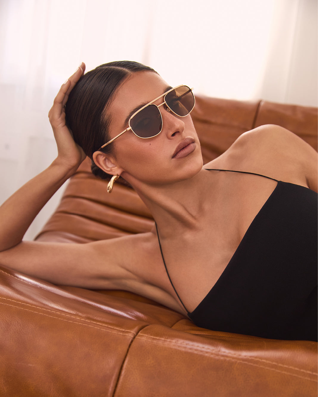 THE HALLE - GOLD-BROWN-SUNGLASSES-BANBE-O/S-Billini