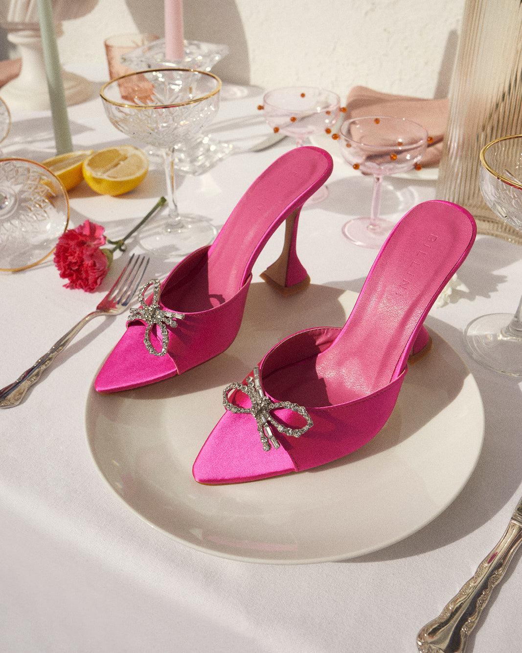 Fuschia 2025 satin heels